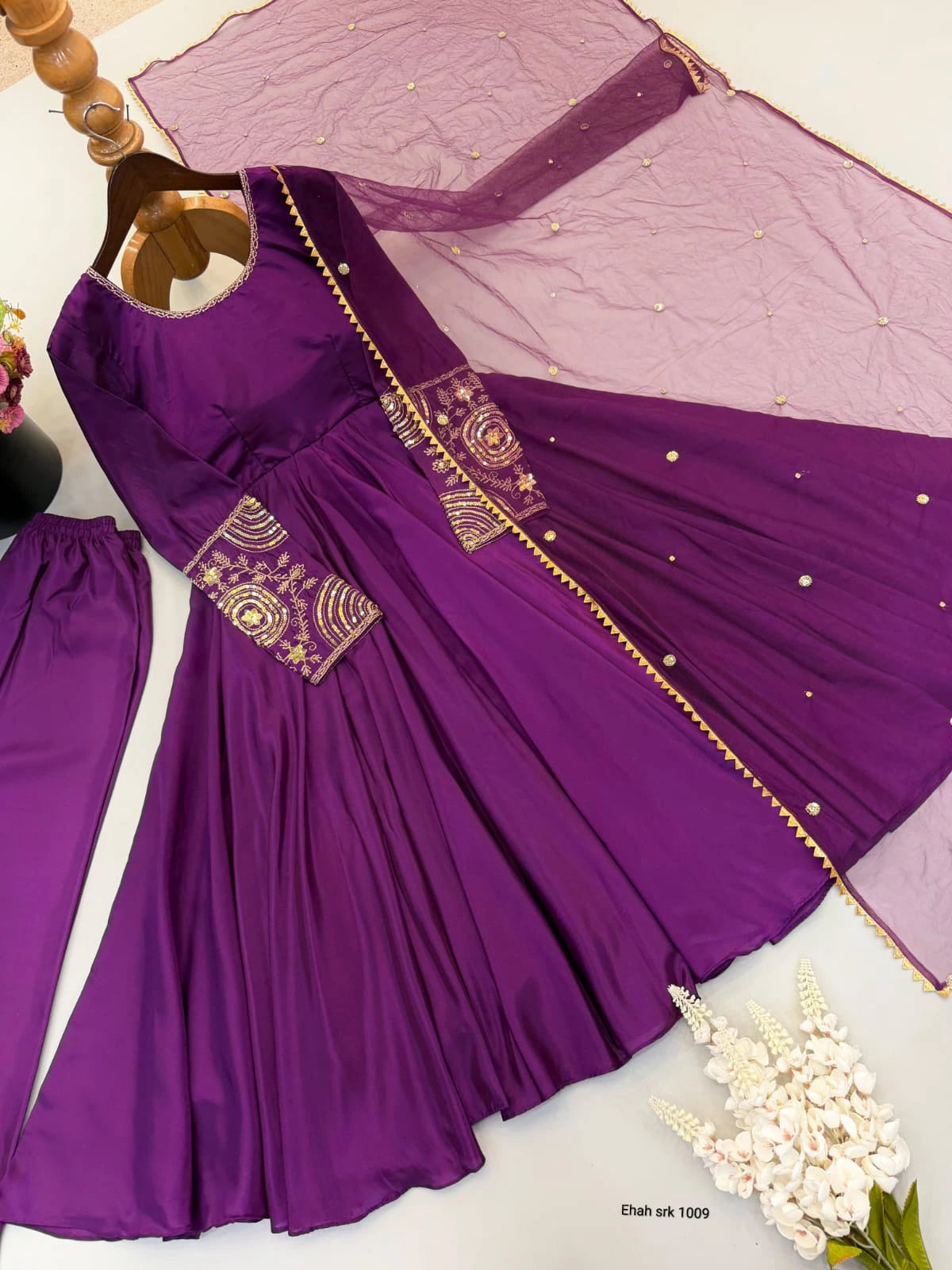 Upada Silk Gown with Dupatta 7