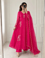 Cotton Embroidered Anarkali Kurti Set 1