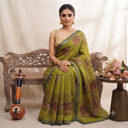 Soft Cotton Linen Saree with Elephant Print 4
