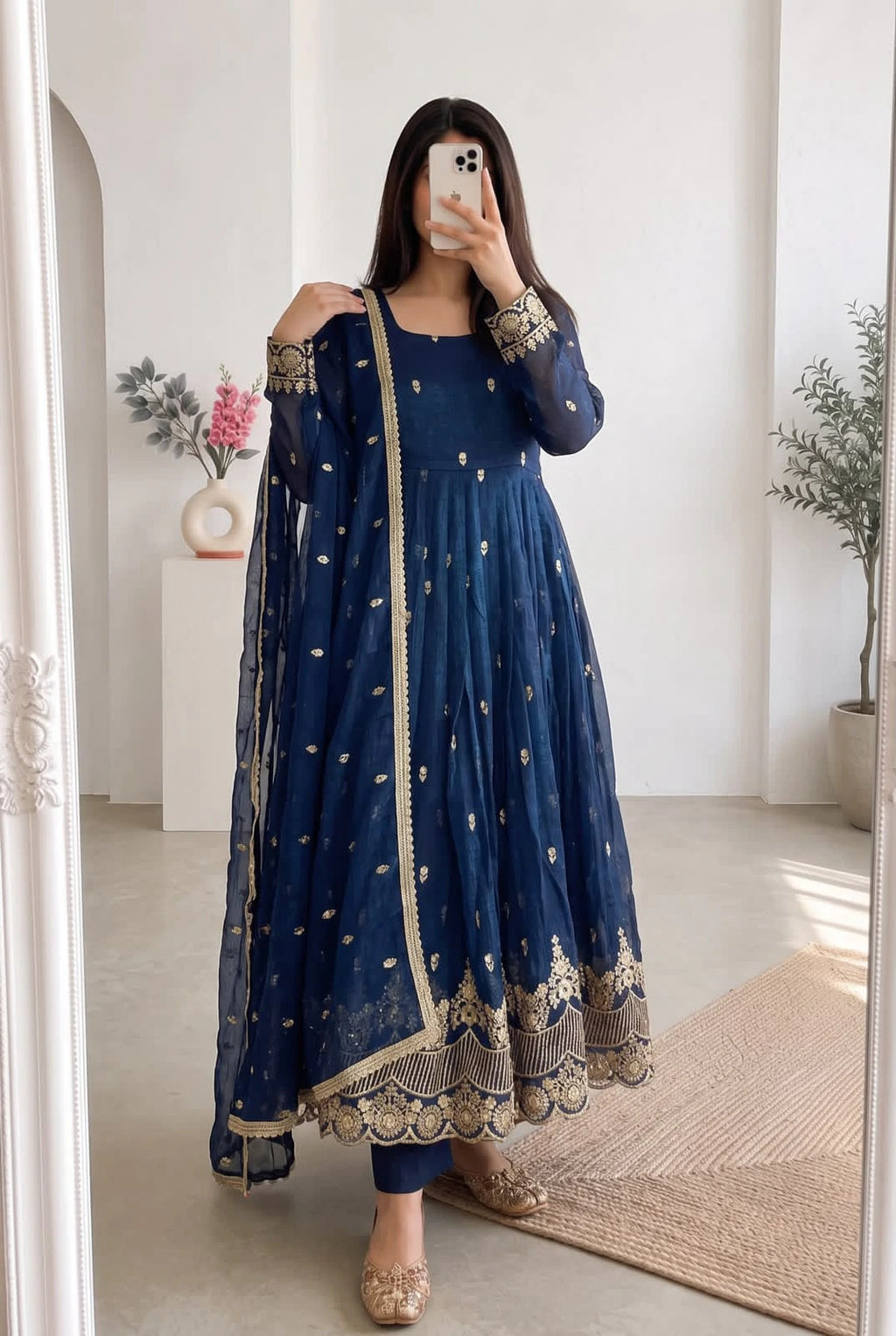 Silk Embroidered Gown 4