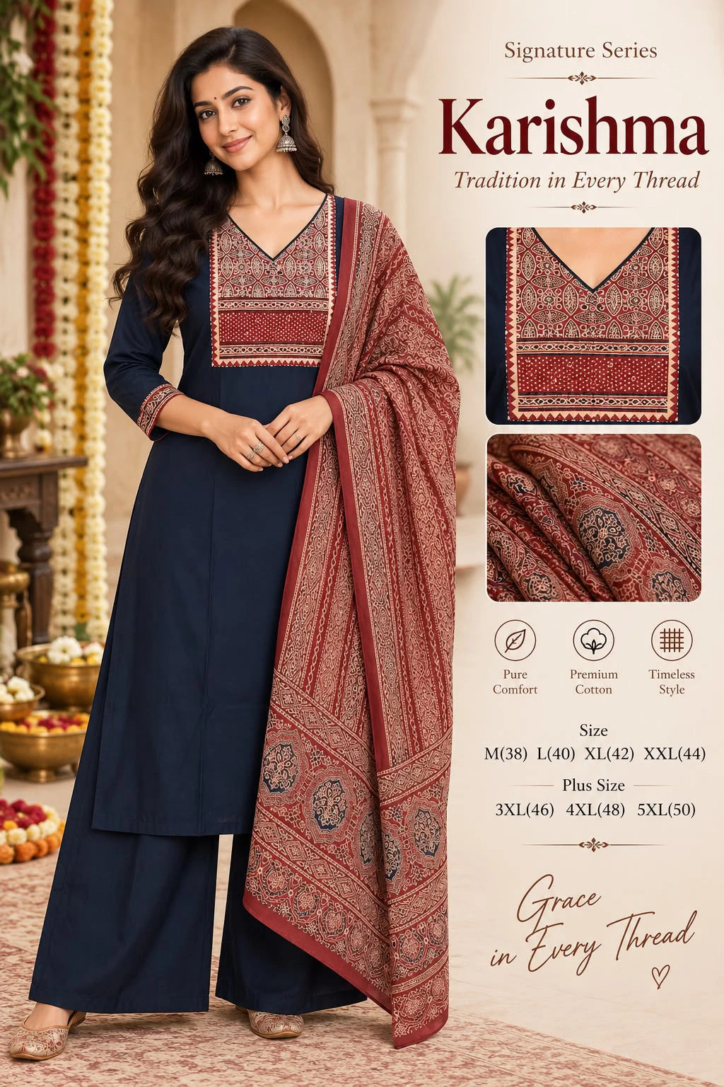 Cotton Ajrakh Print Kurta Set 4