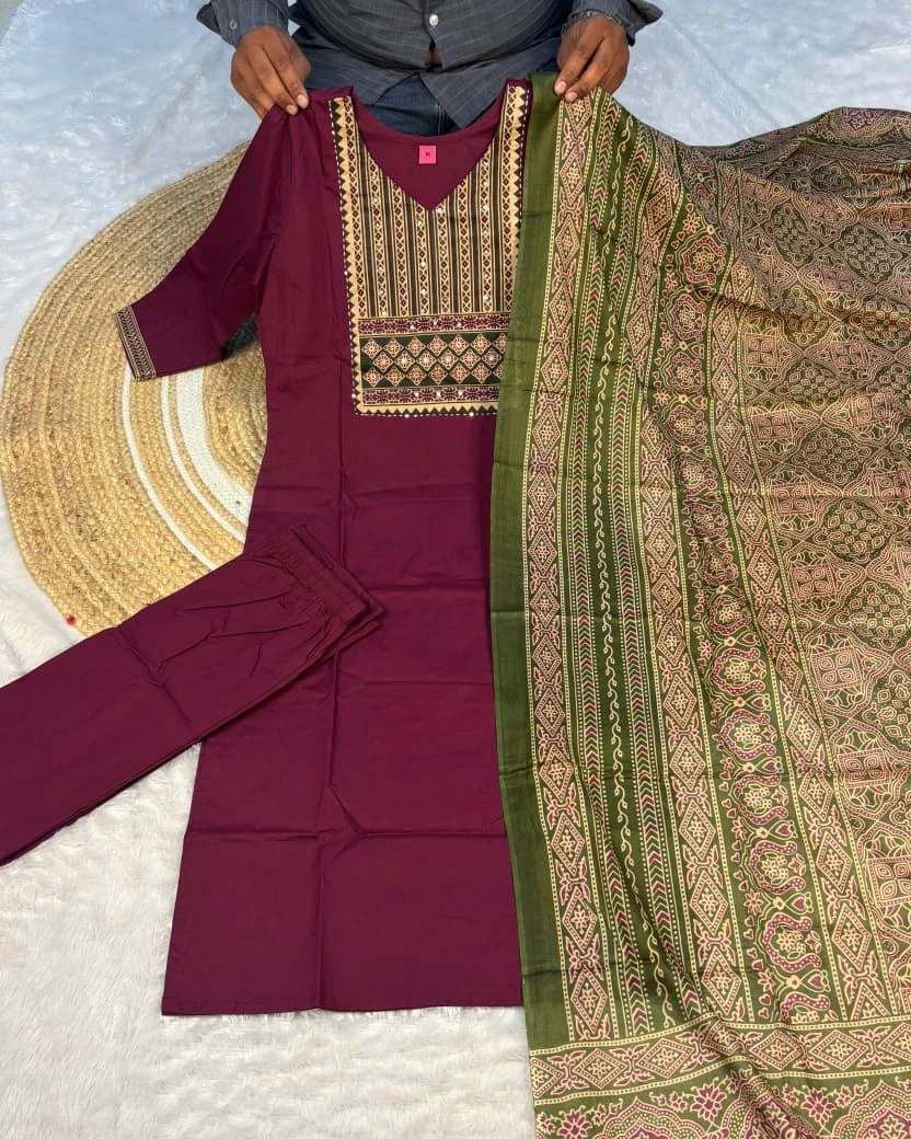 Cotton Ajrakh Print Kurta Set 6