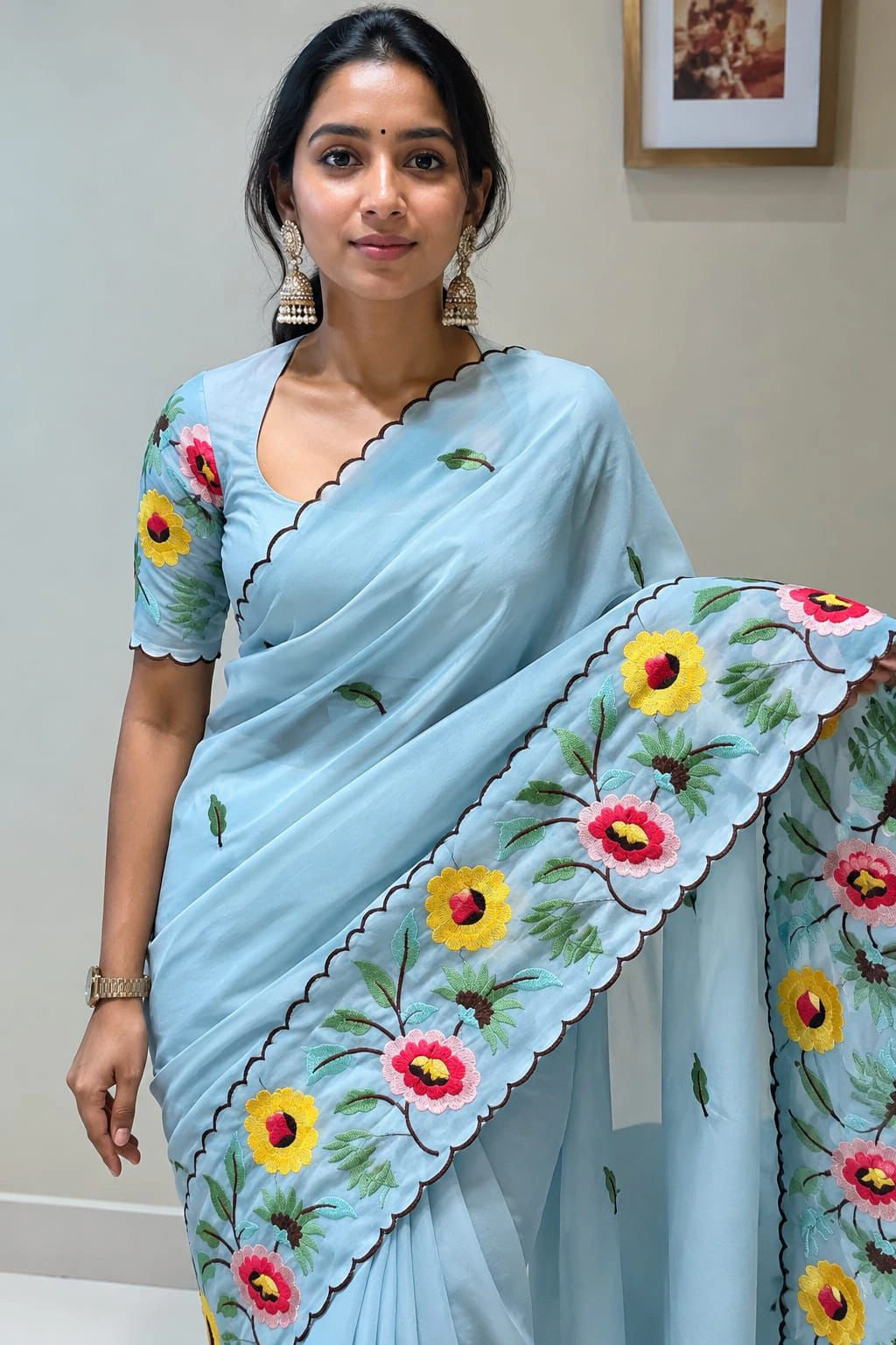 Georgette Embroidered Saree 7