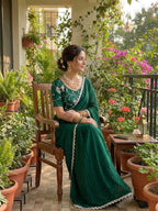 Satin Silk Saree with Blouse 2