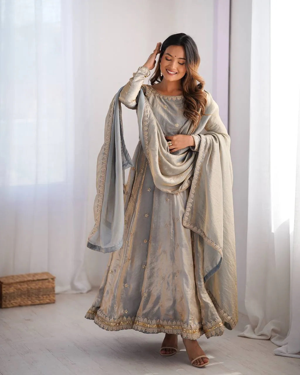 Fandy Silk Gown With Dupatta 10