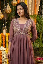 Ready to wear gown with embroidery and hand work 7