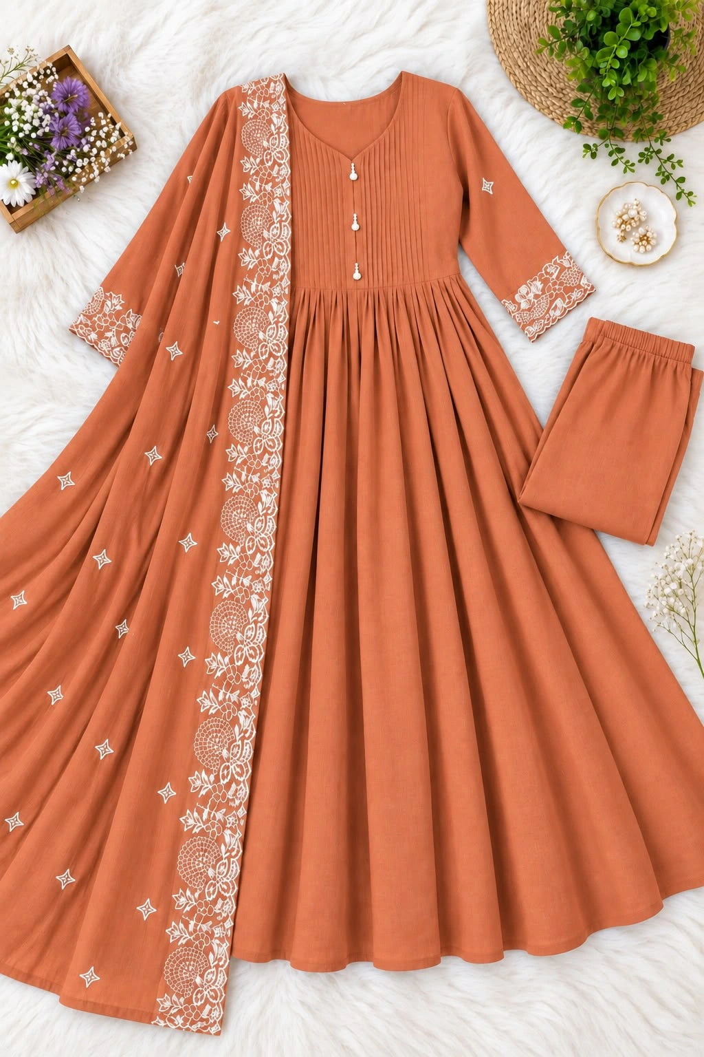Mul Chanderi Anarkali Suit Set 9
