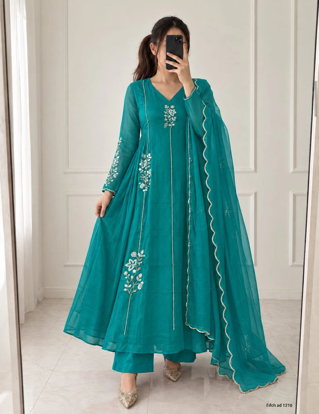 Cotton Embroidered Anarkali Kurti Set 5