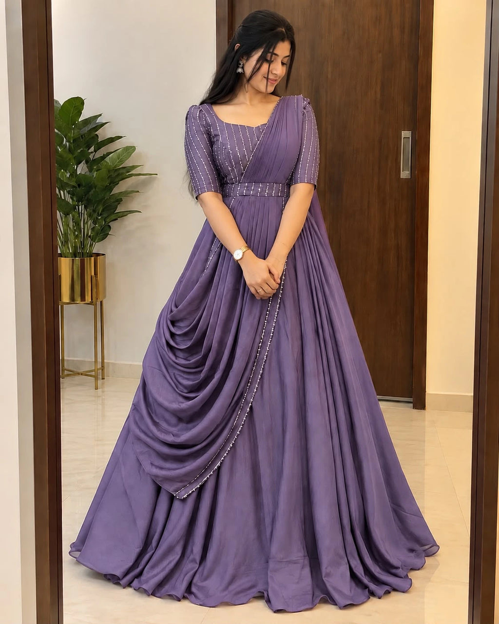 Vichitra Silk Party Gown Set 2