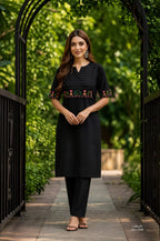 Cotton Embroidered Kurti & Pant Set 9