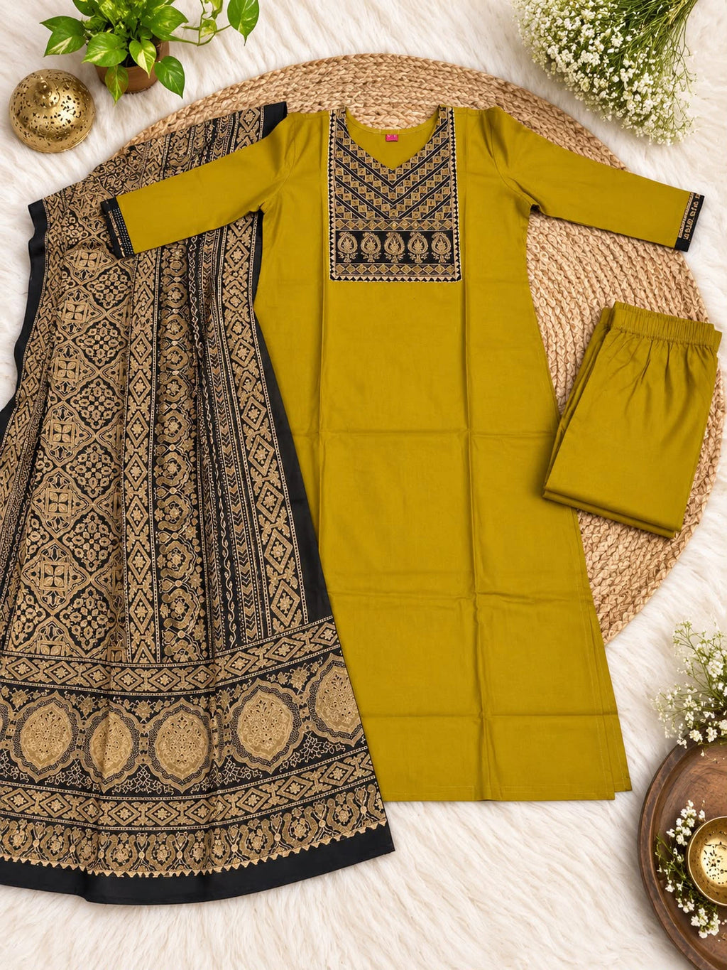 Cotton Ajrakh Print Kurta Set 9