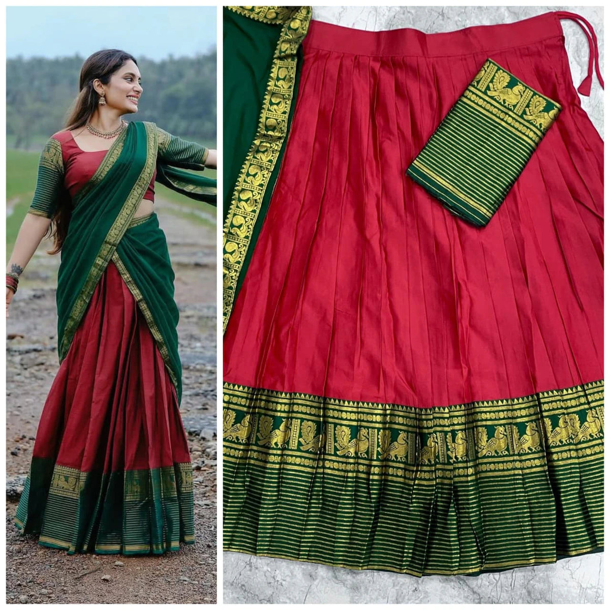 Kanji Cotton Silk Lehenga Set 4