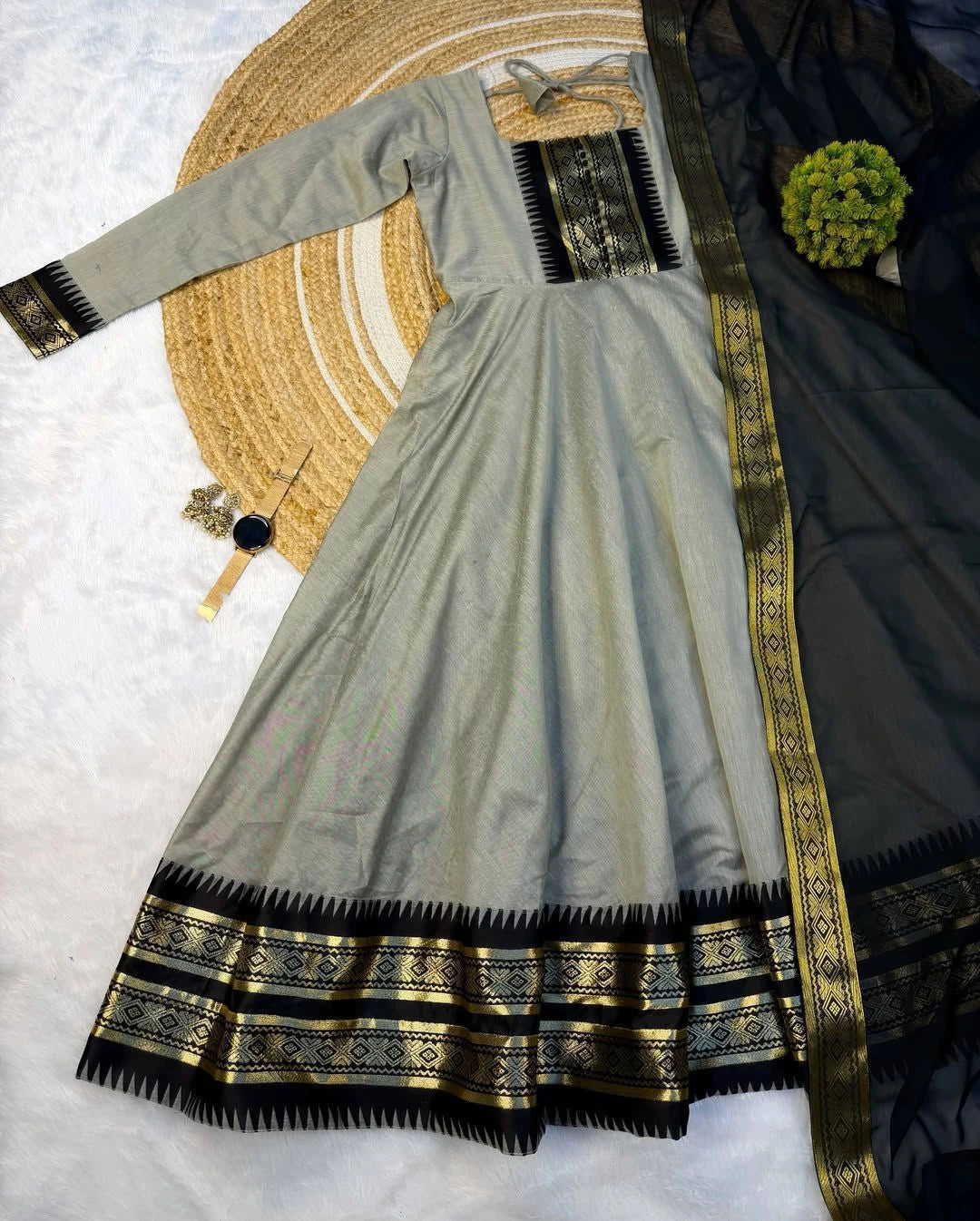 Pure Silk cotton Anarkali with dupatta 2