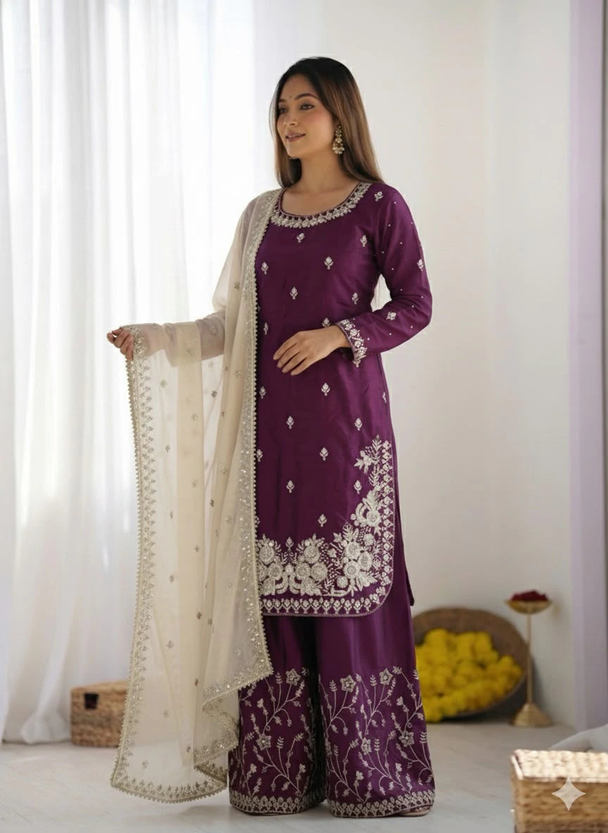 Silk Embroidered Kurta Set 10