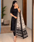 Butta Silk Cotton Top with Chennuri Silk Kalamkari Dupatta 2