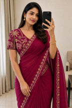 Georgette Embroidered Saree 7