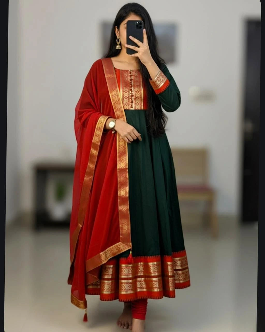 Pure Silk cotton Anarkali with dupatta 3