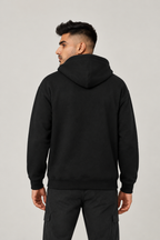 Black hoodie का back pose