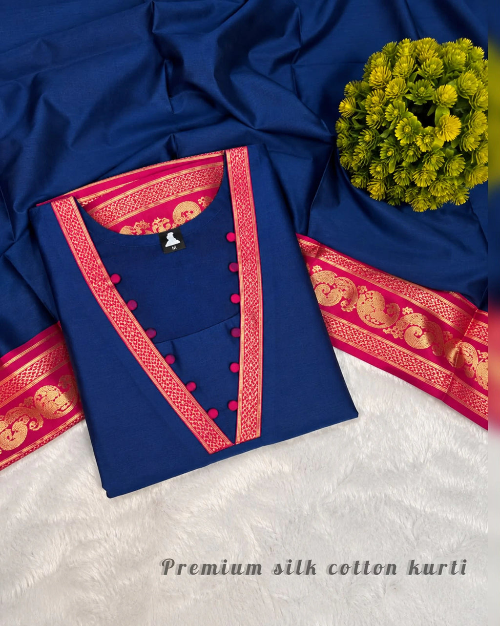 Silk Cotton Kurti Set with Dupatta 7