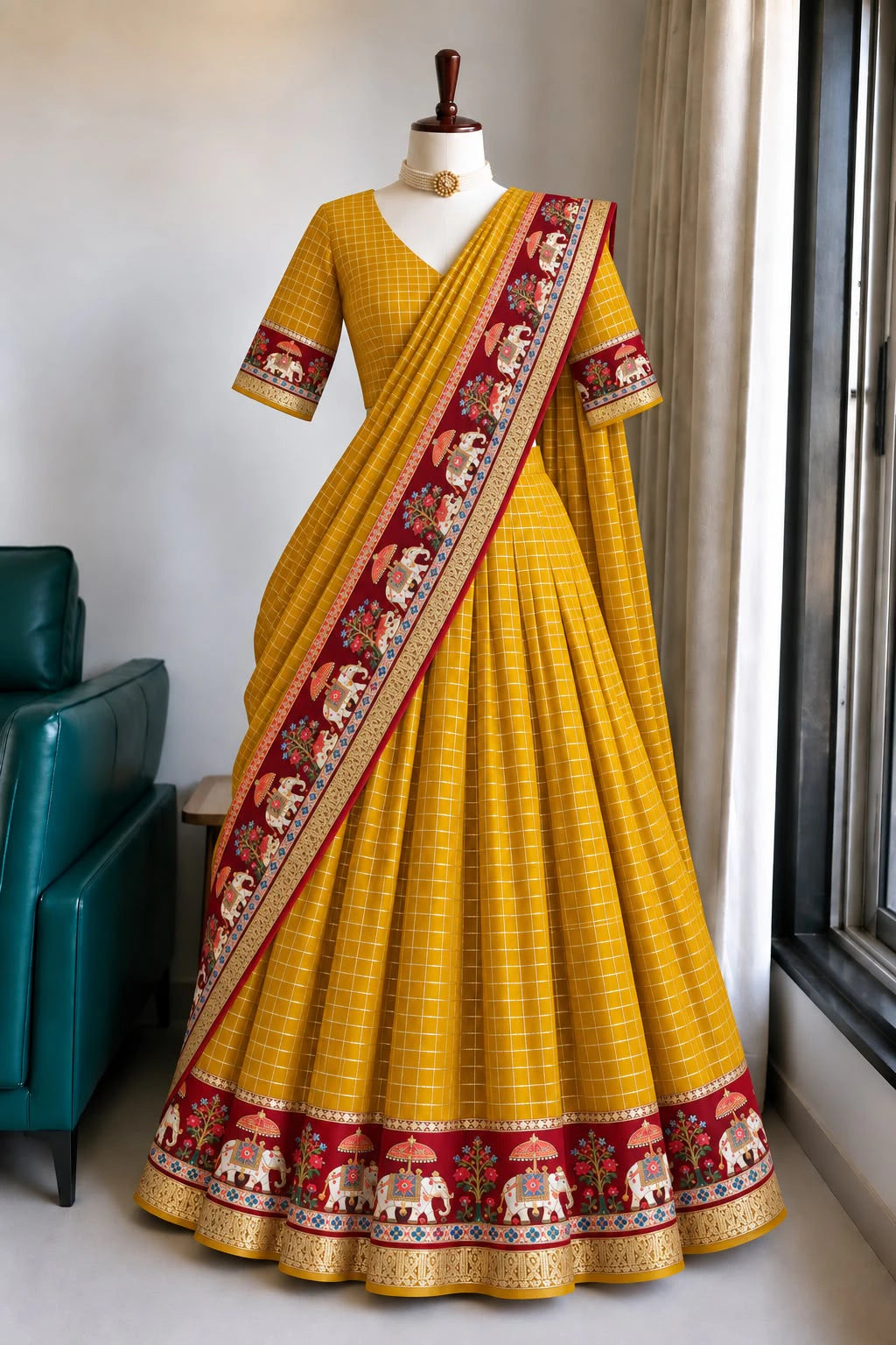 Viscose Zari Woven Lehenga Set 5