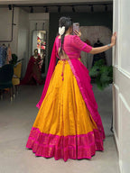 South-Style Kanchipuram Silk Lehenga Choli with Zari Weaving 2