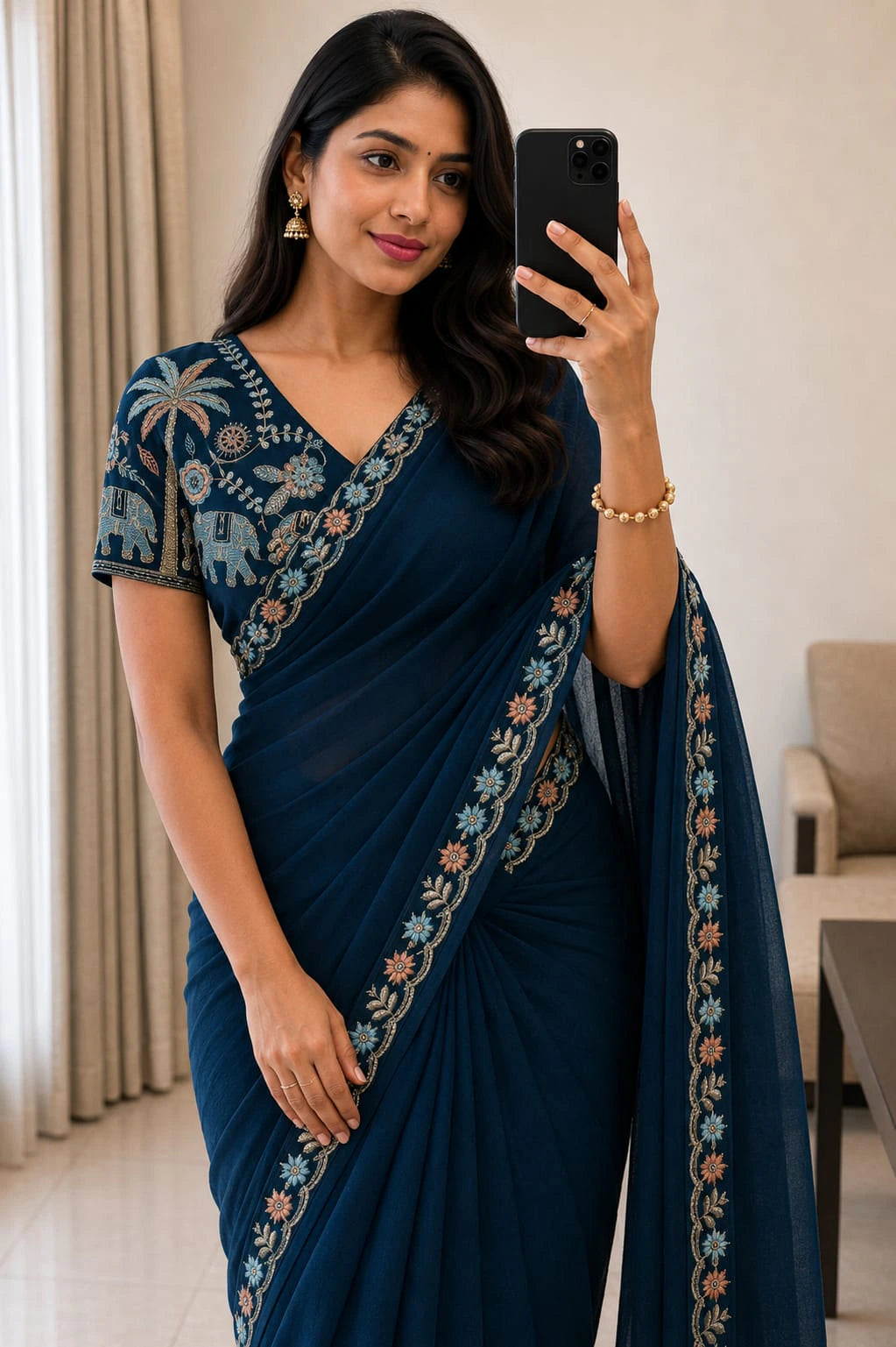 Georgette Embroidered Saree 9