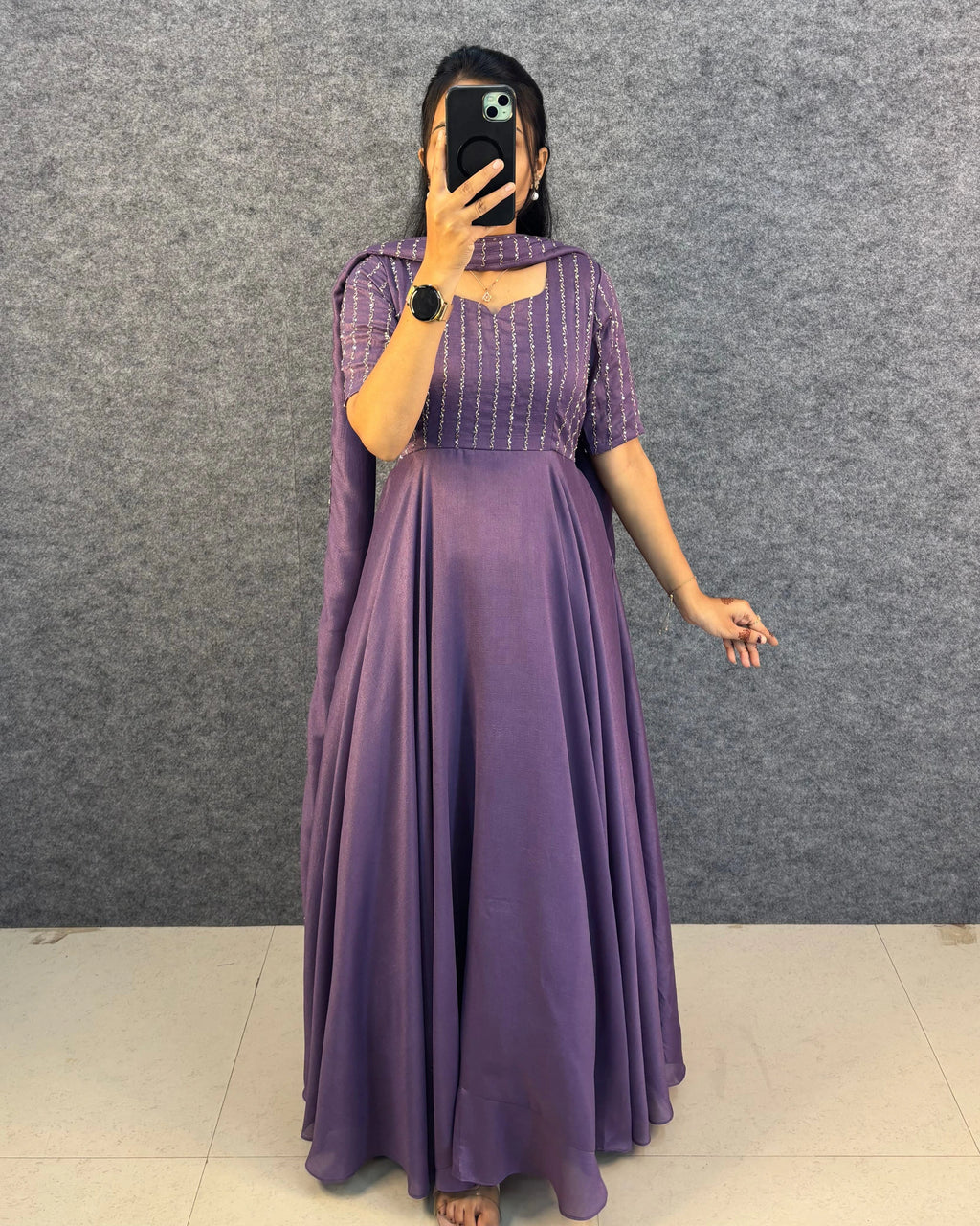 Vichitra Silk Party Gown Set 5