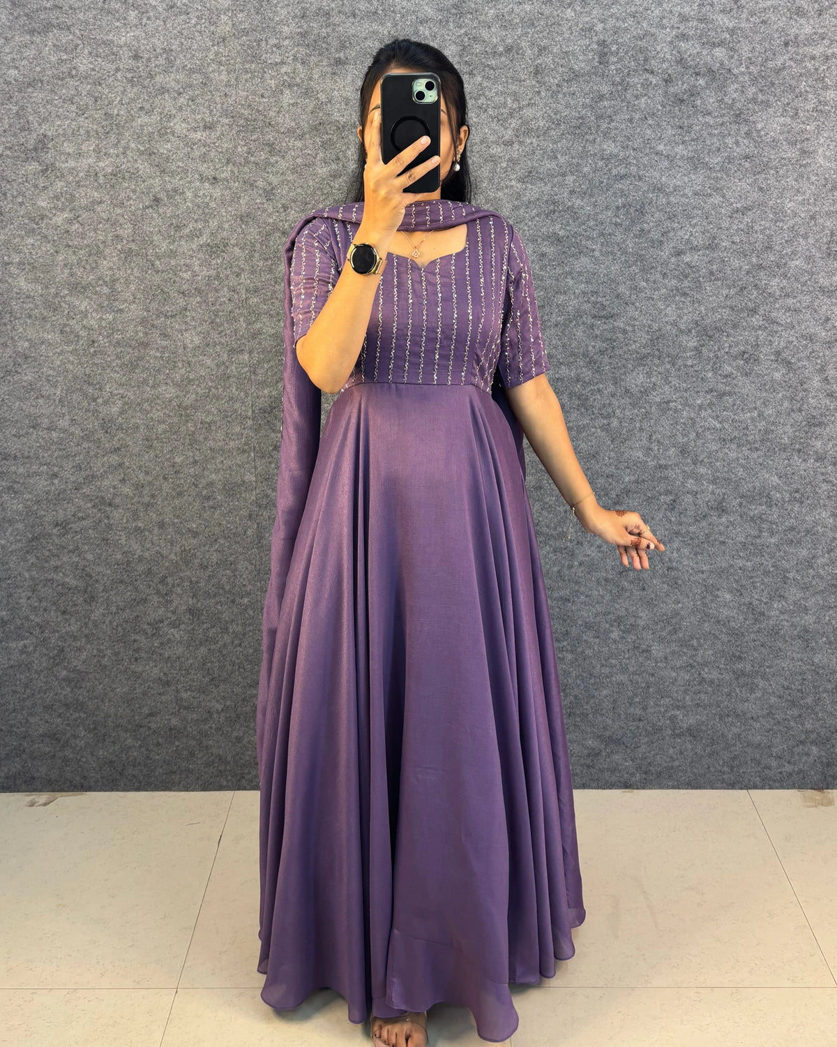 Vichitra Silk Party Gown Set 5