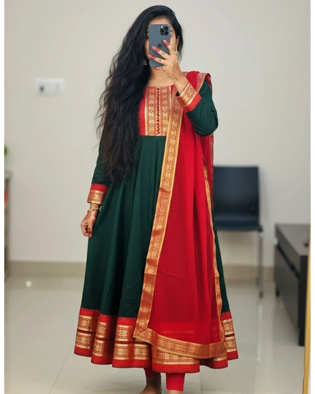 Pure Silk cotton Anarkali with dupatta 8