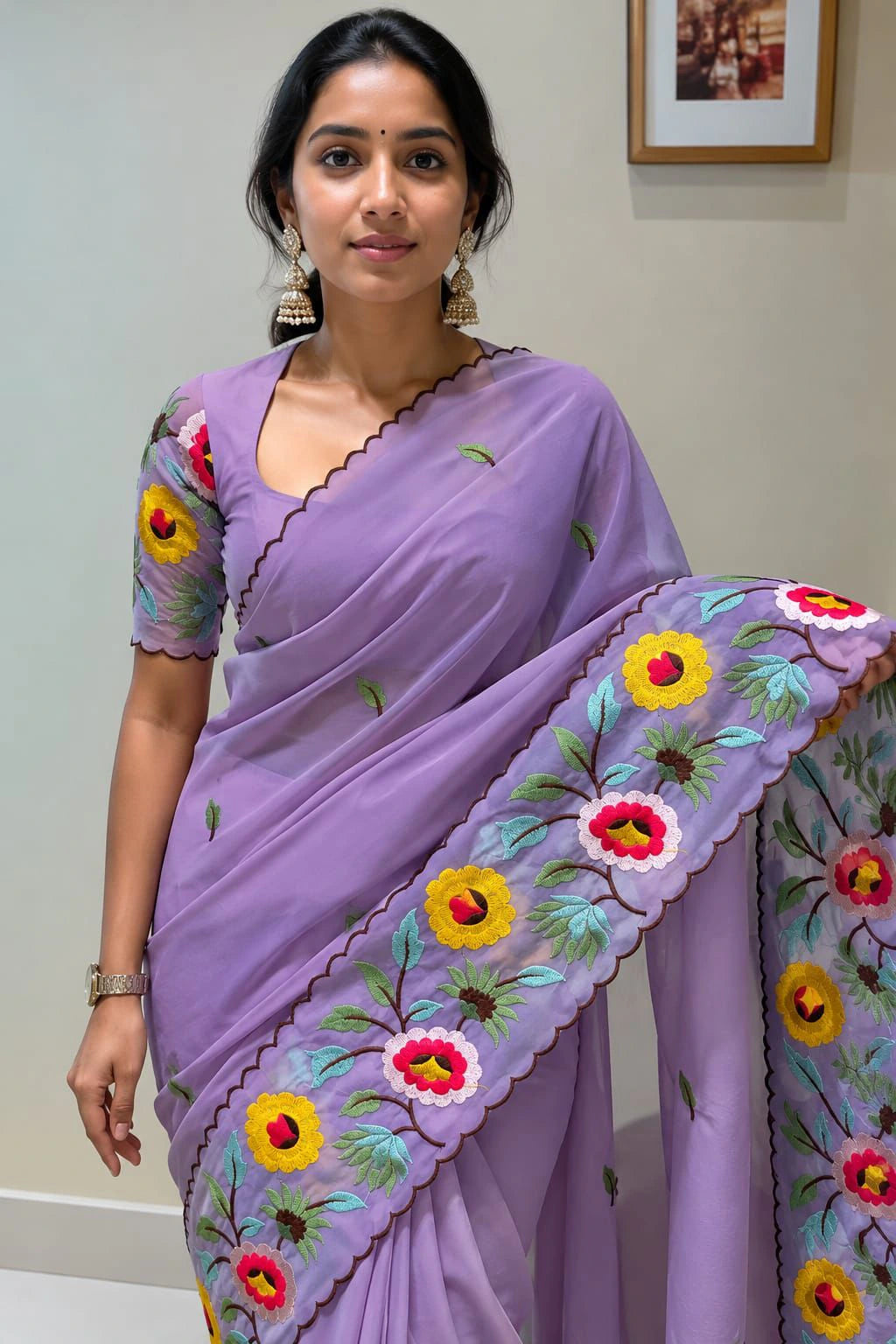 Georgette Embroidered Saree 3