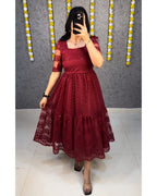 😍Beautiful Elegant Flower Embroidery Sequence Work Frocks😍 1