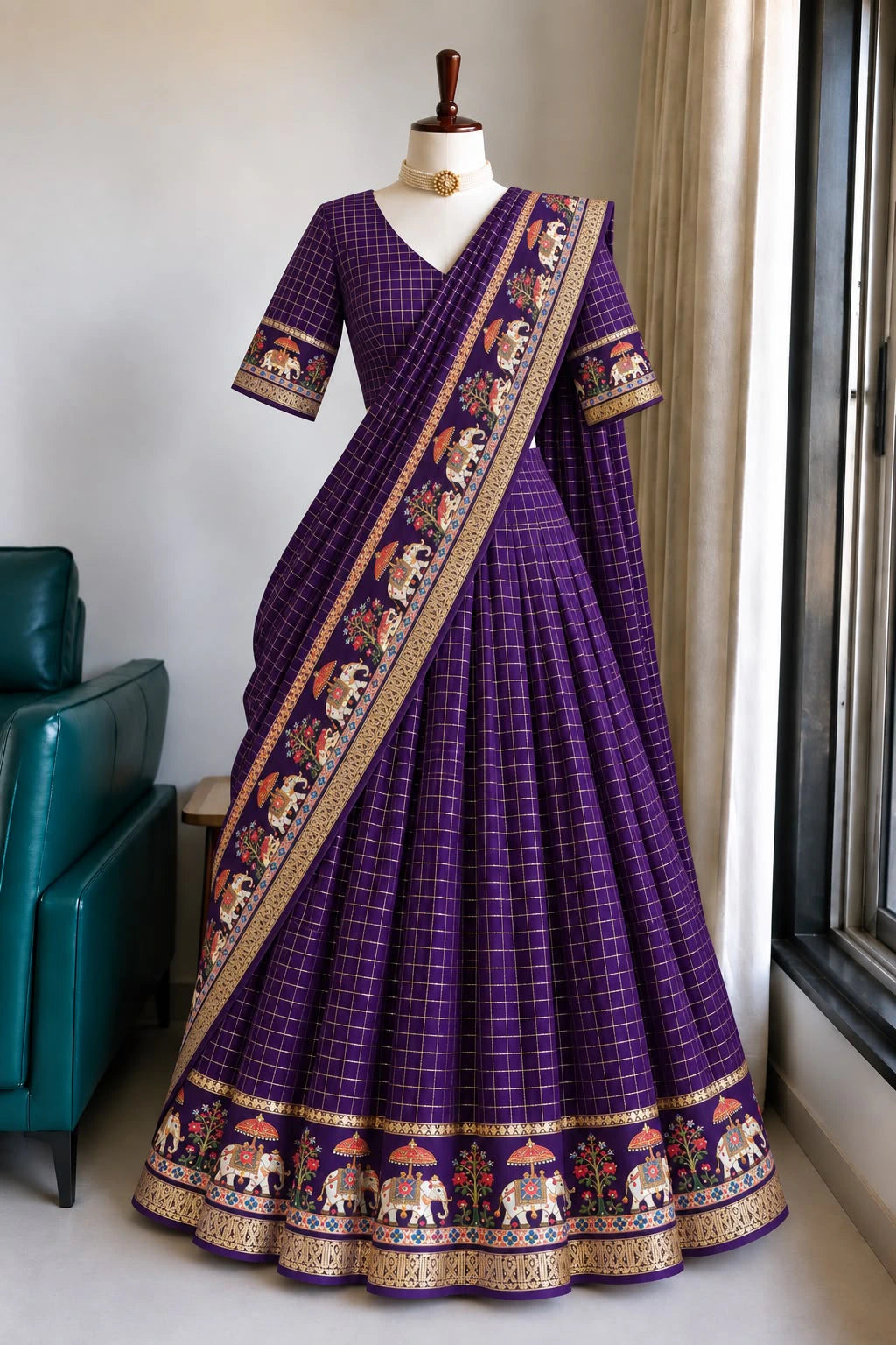Viscose Zari Woven Lehenga Set 3