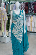 💗💗Trending Embroidery Sequence work Ready to Wear Saree Set with Embroidery Blouse💗💗 8