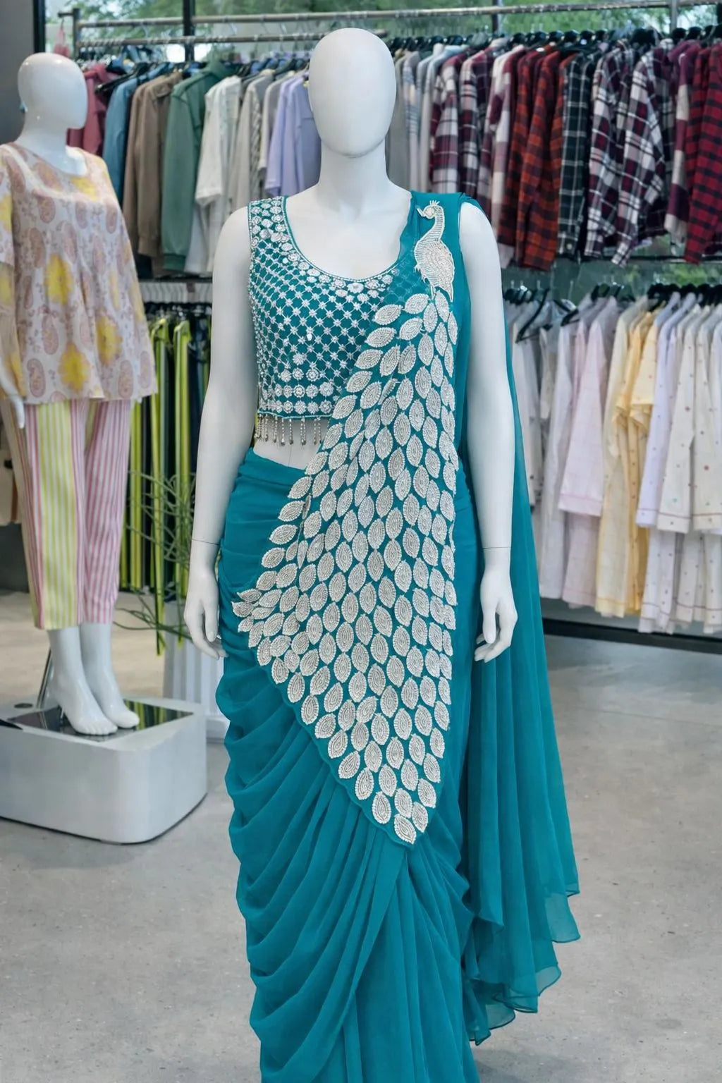💗💗Trending Embroidery Sequence work Ready to Wear Saree Set with Embroidery Blouse💗💗 8
