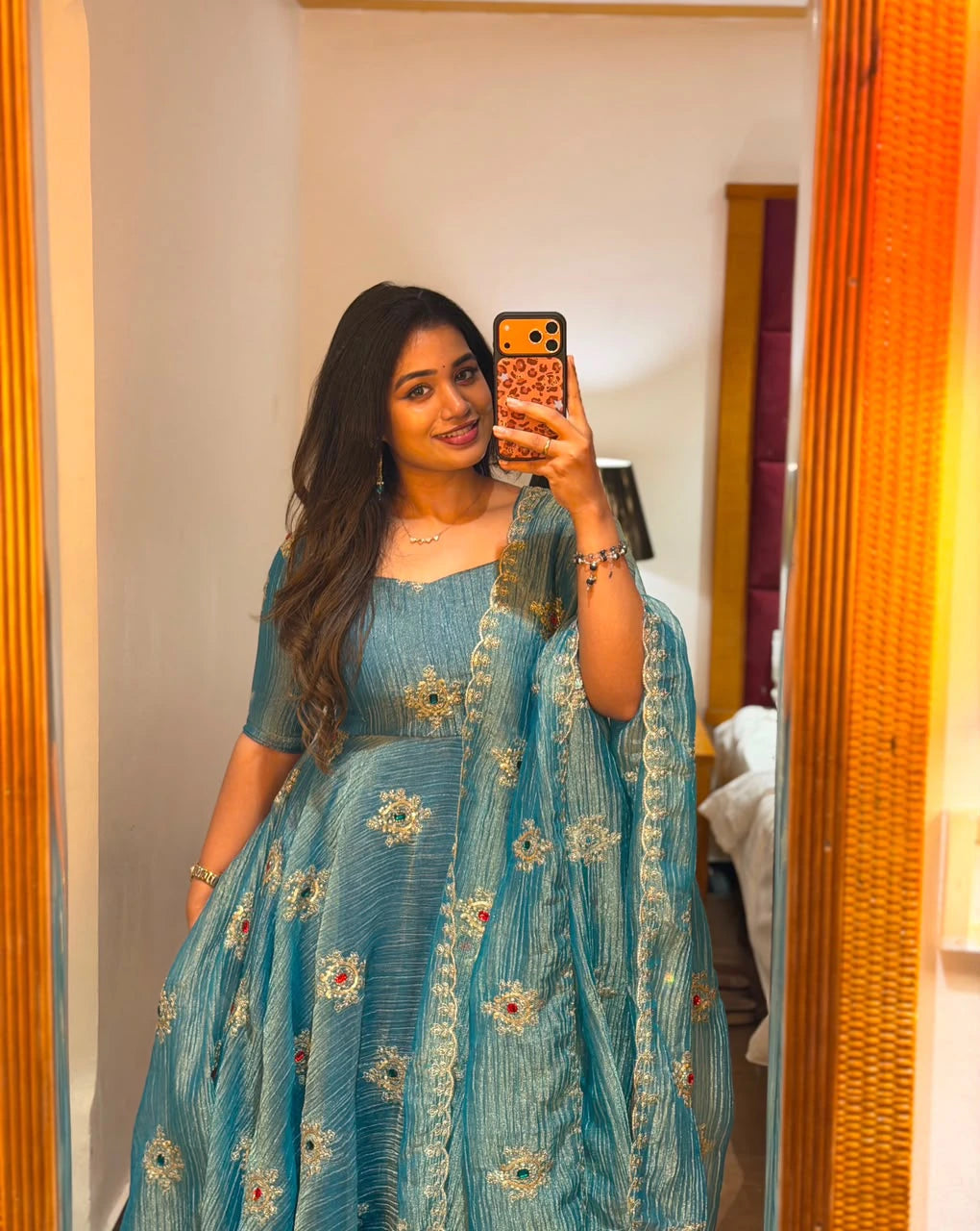 Salsa Silk Gown with Pant Set & Dupatta 1