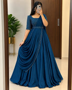 Vichitra Silk Party Gown Set 9