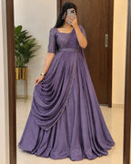 Vichitra Silk Party Gown Set 3