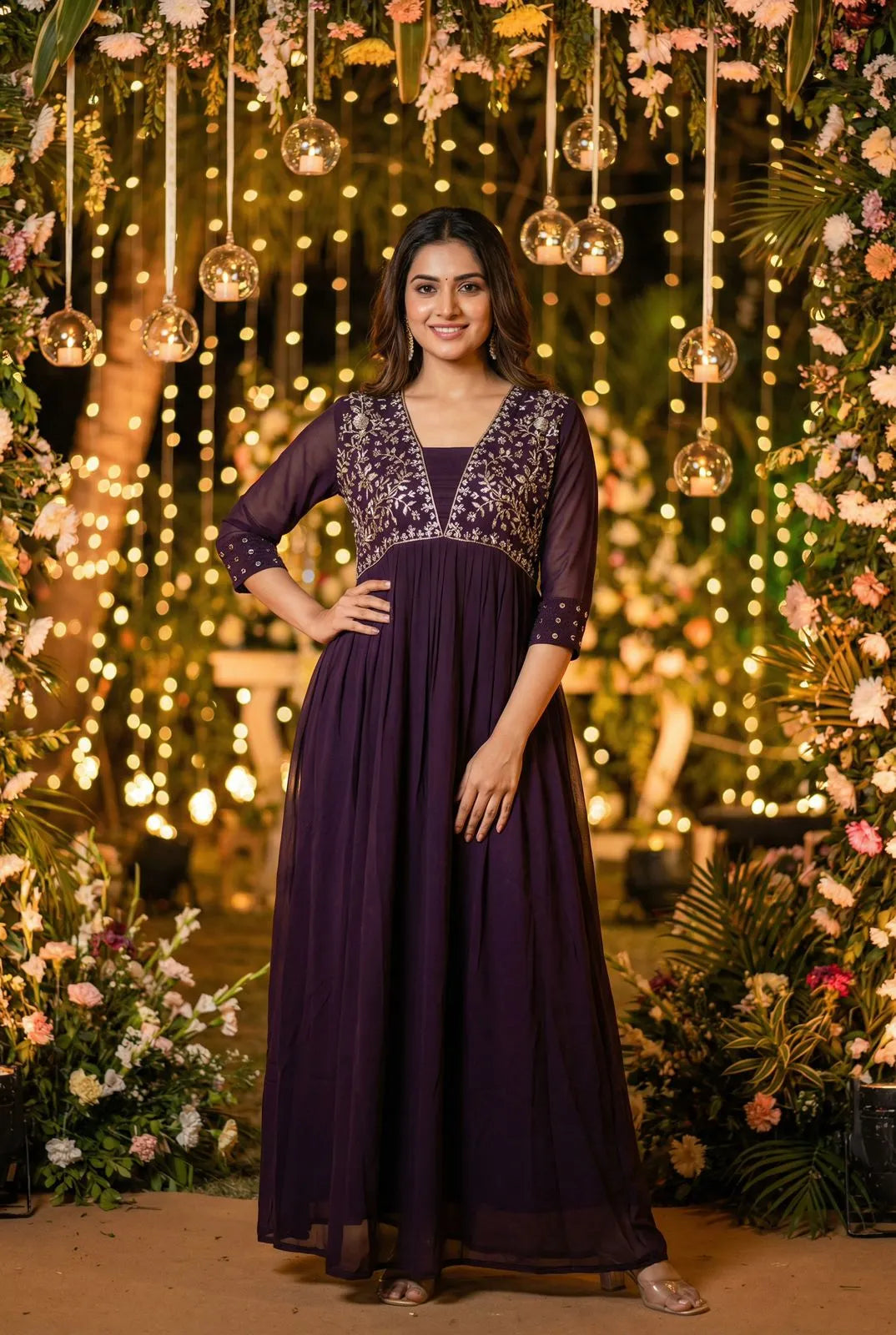 Ready to wear gown with embroidery and hand work 3