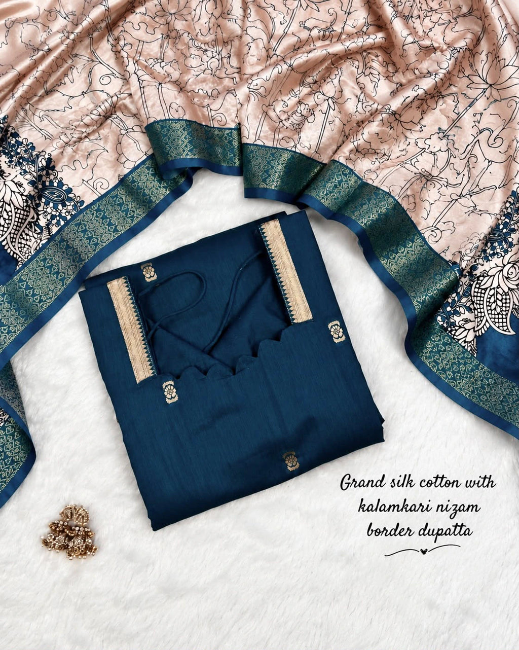 Cotton Top with Chennuri Silk Kalamkari Dupatta 8