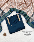 Cotton Top with Chennuri Silk Kalamkari Dupatta 8