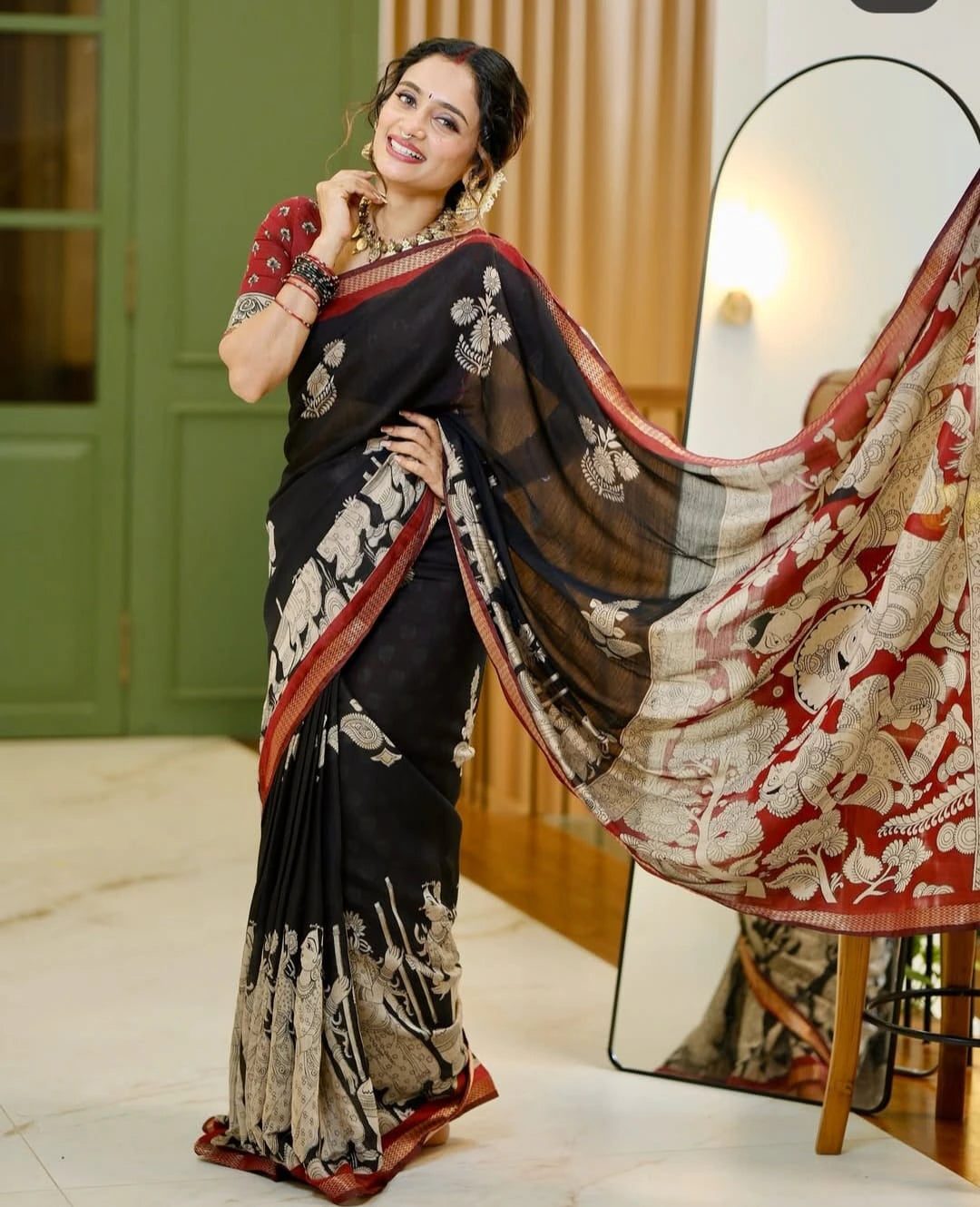 Georgette Zari Border Saree 3