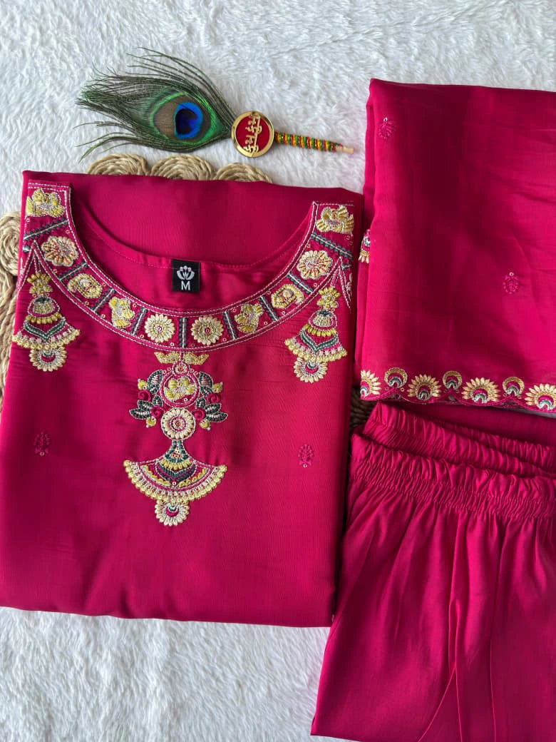 Roman Silk Kurta Set with Dupatta 8