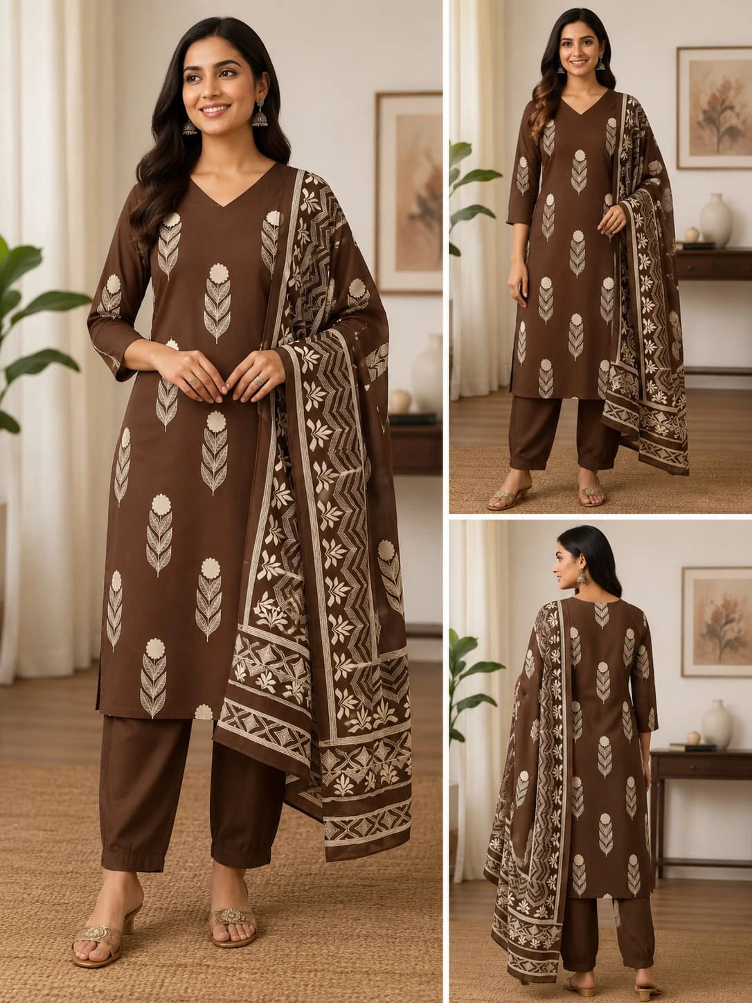 Women's Cotton 3-Piece Kurti Set 1