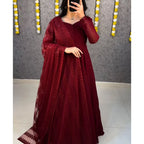 💜💜Premium Faux Georgette Gown With Embroidery Dupatta😍😍 2