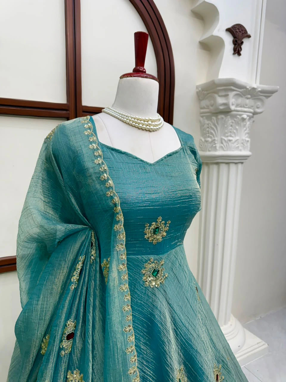 Salsa Silk Gown with Pant Set & Dupatta 3