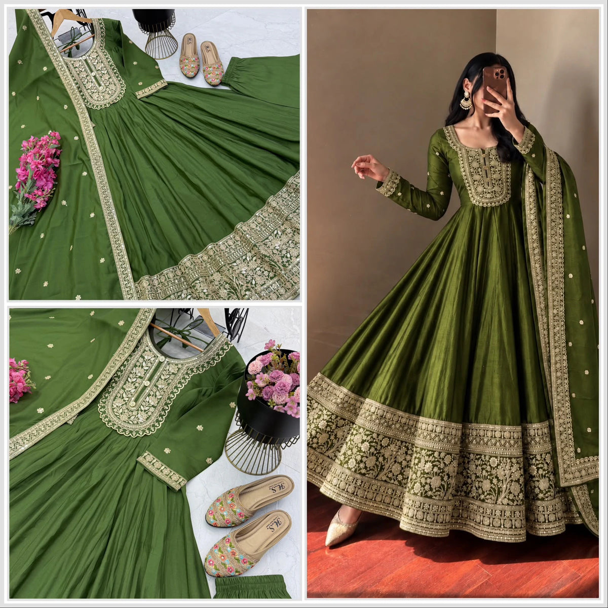 Roman Silk Anarkali Set 4