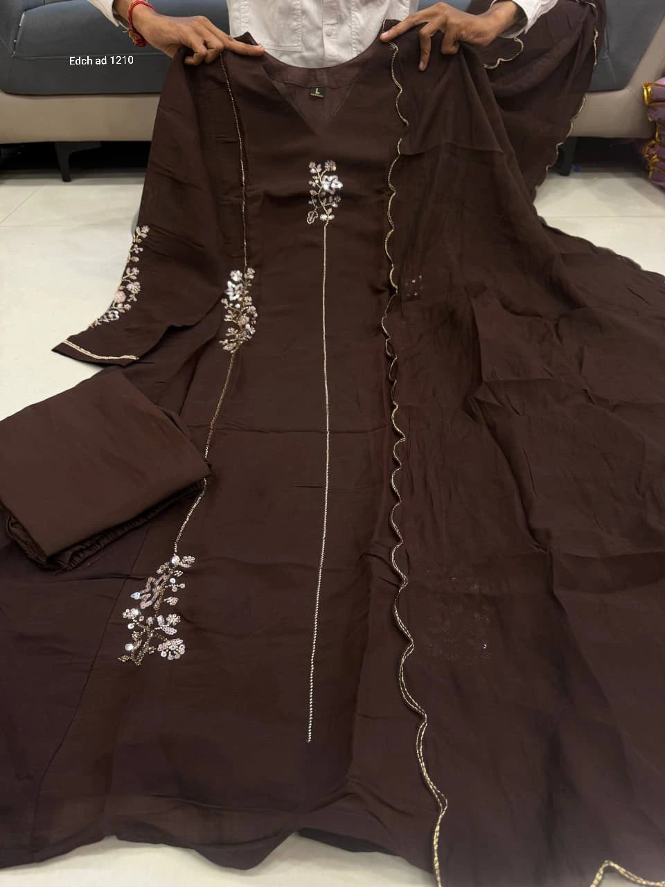 Cotton Embroidered Anarkali Kurti Set 10