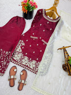Silk Embroidered Kurta Set 7