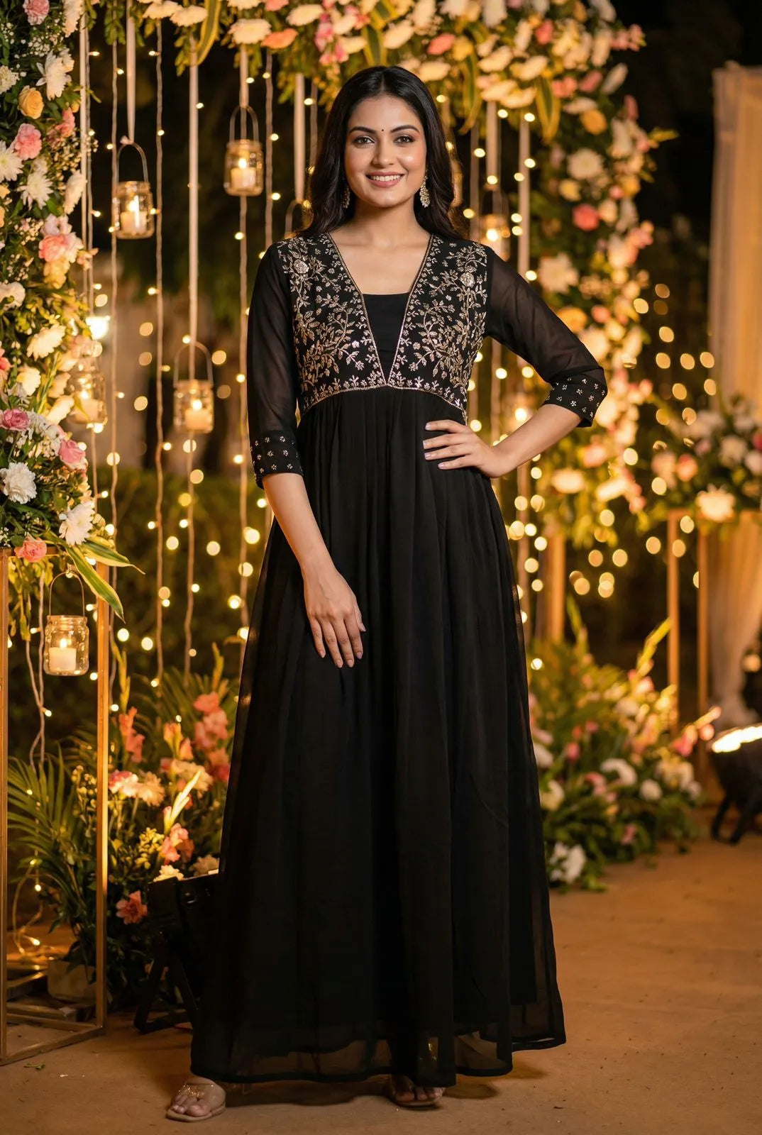 Ready to wear gown with embroidery and hand work 2