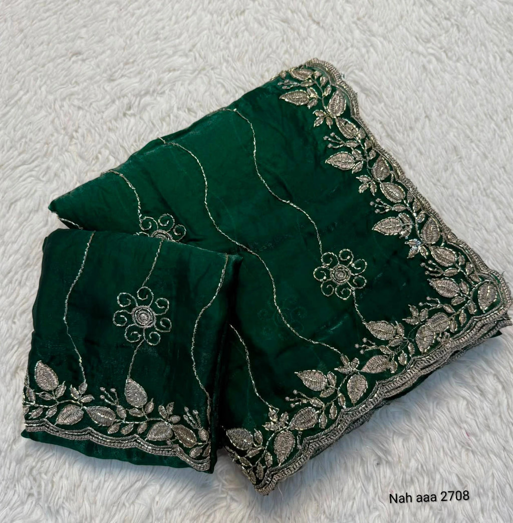 Fancy Space Silk Saree with Sequin Embroidery & C Pallu 4